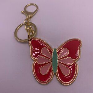 NWOT Gold & Red Butterfly Keychain